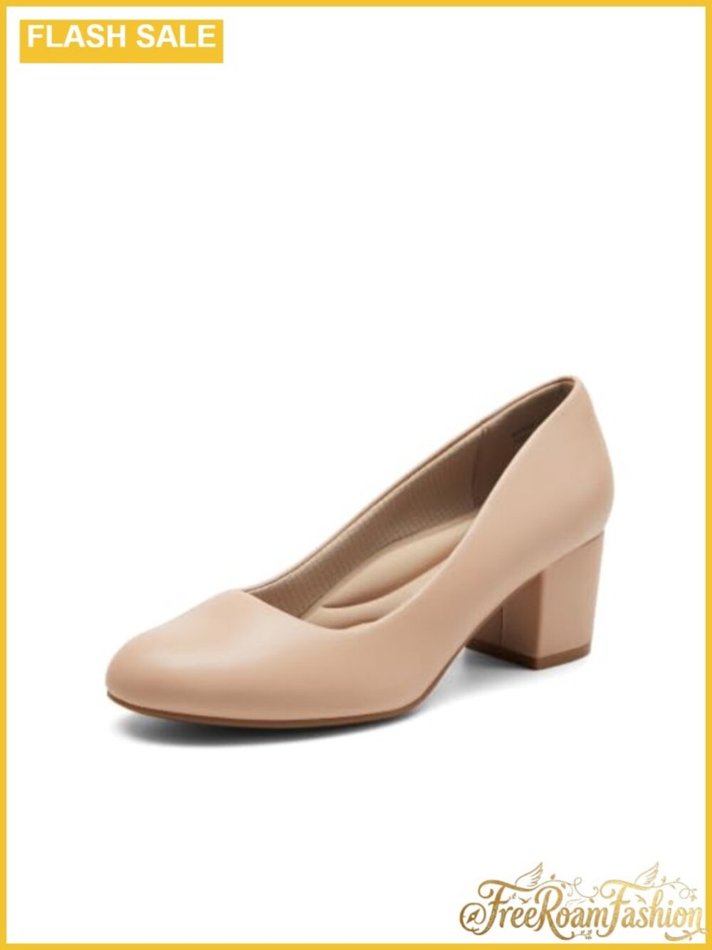 Block Heel Pumps Square Toe Faux Leather Dress Shoes